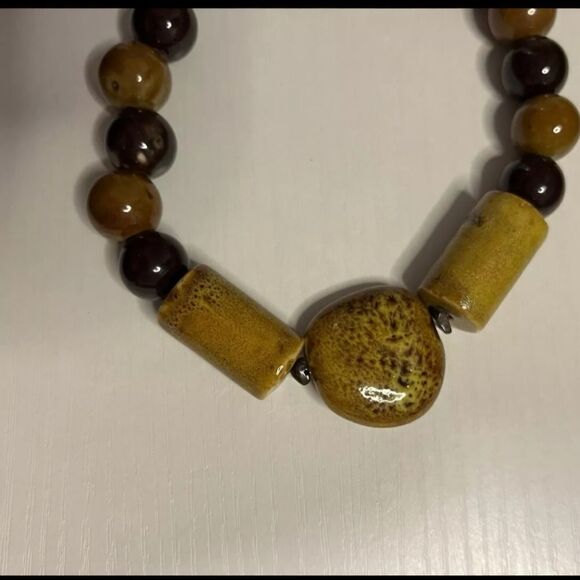 Chunky TIGER EYE Beads Brown Statement Necklace 18” Beautiful - Picture 5 of 10